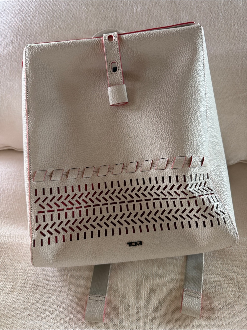 Tumi Georgica Mica Backpack in white and red